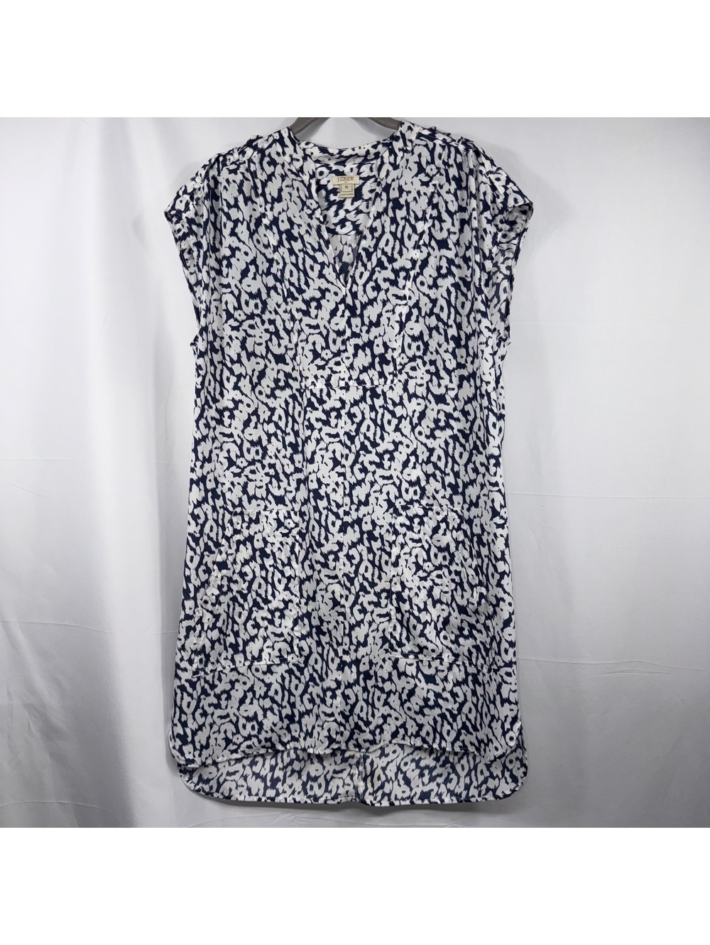 J.Crew Women’s Size M Navy White Abstract Print Tunic Dress Pockets